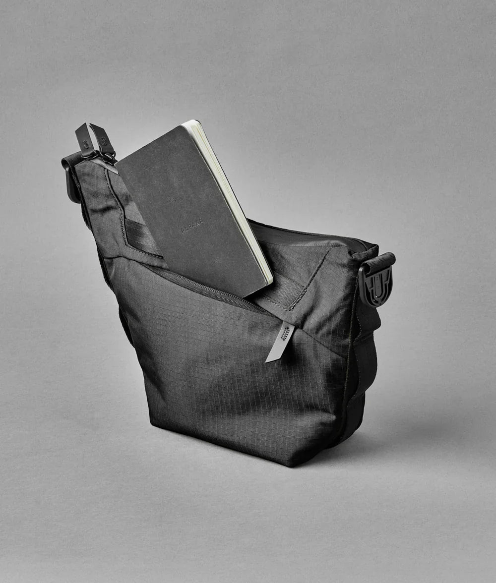 Alpaka Flow Satchel 側肩包
背面的拉鍊口袋足夠深，可容納 iPad mini（標準尺寸版本）