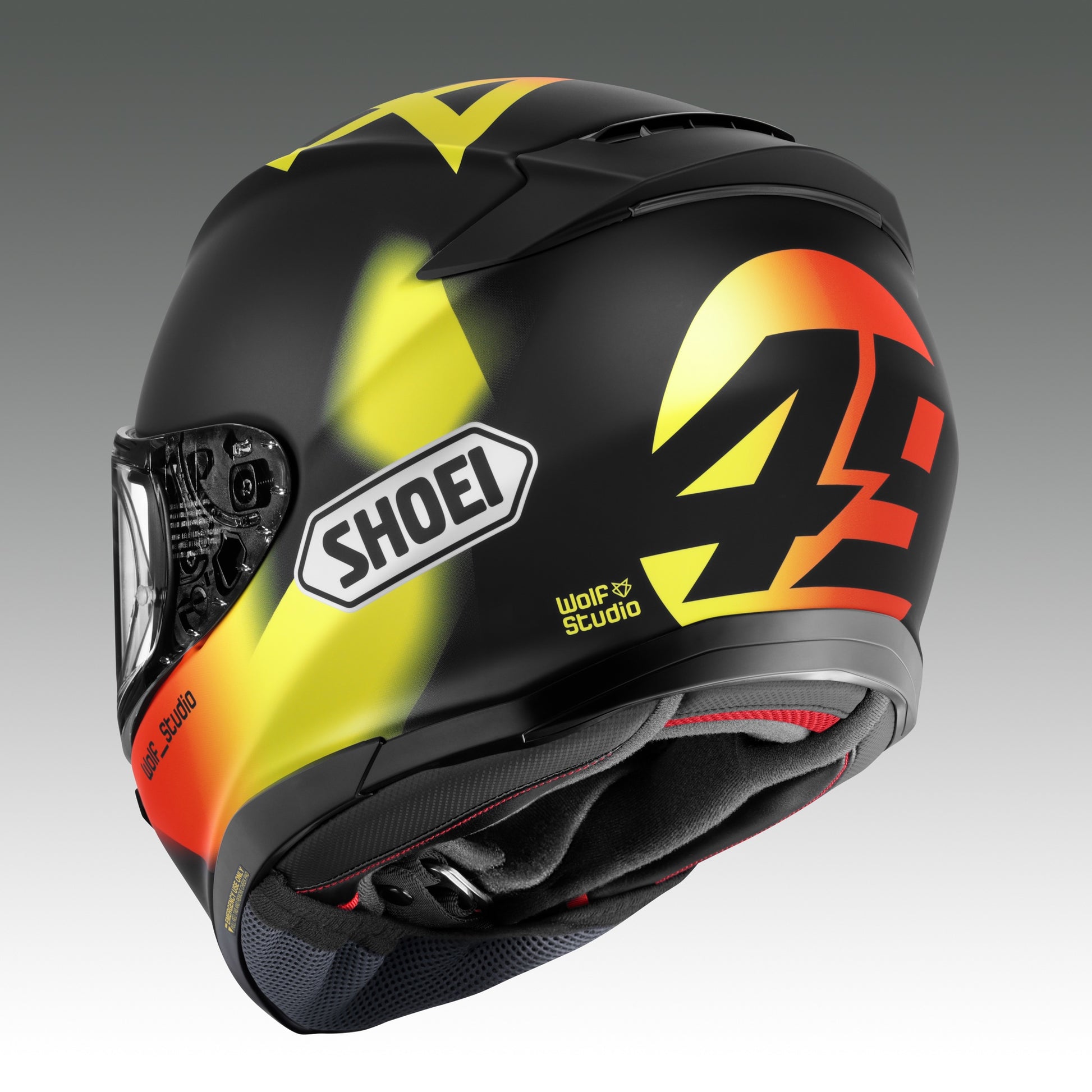 SHOEI Z-9 DIGGIA ECHO TC-3 後方視角 43 號識別