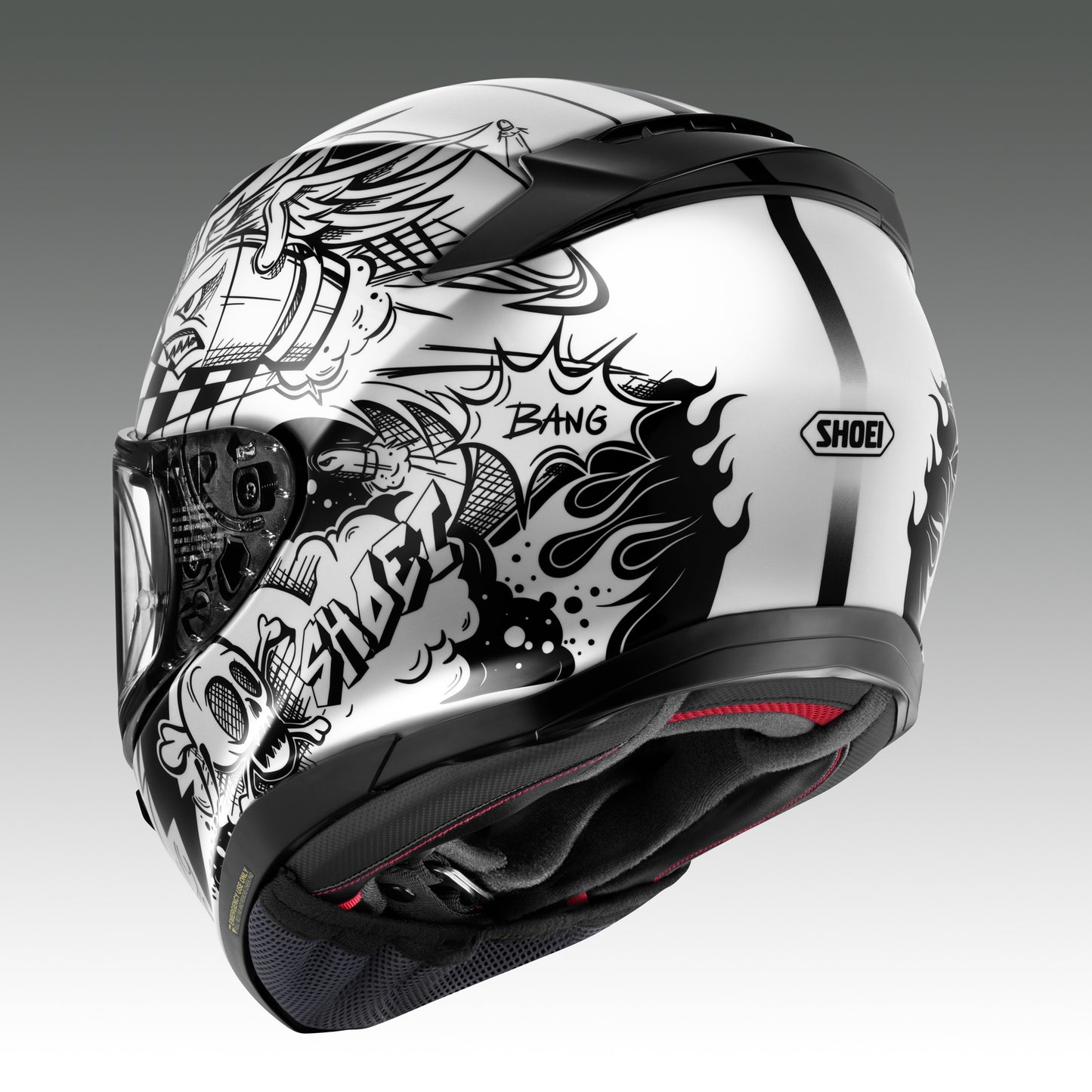 SHOEI Z-9 KABOOM TC-5 後方視角 火焰與 BANG 圖案