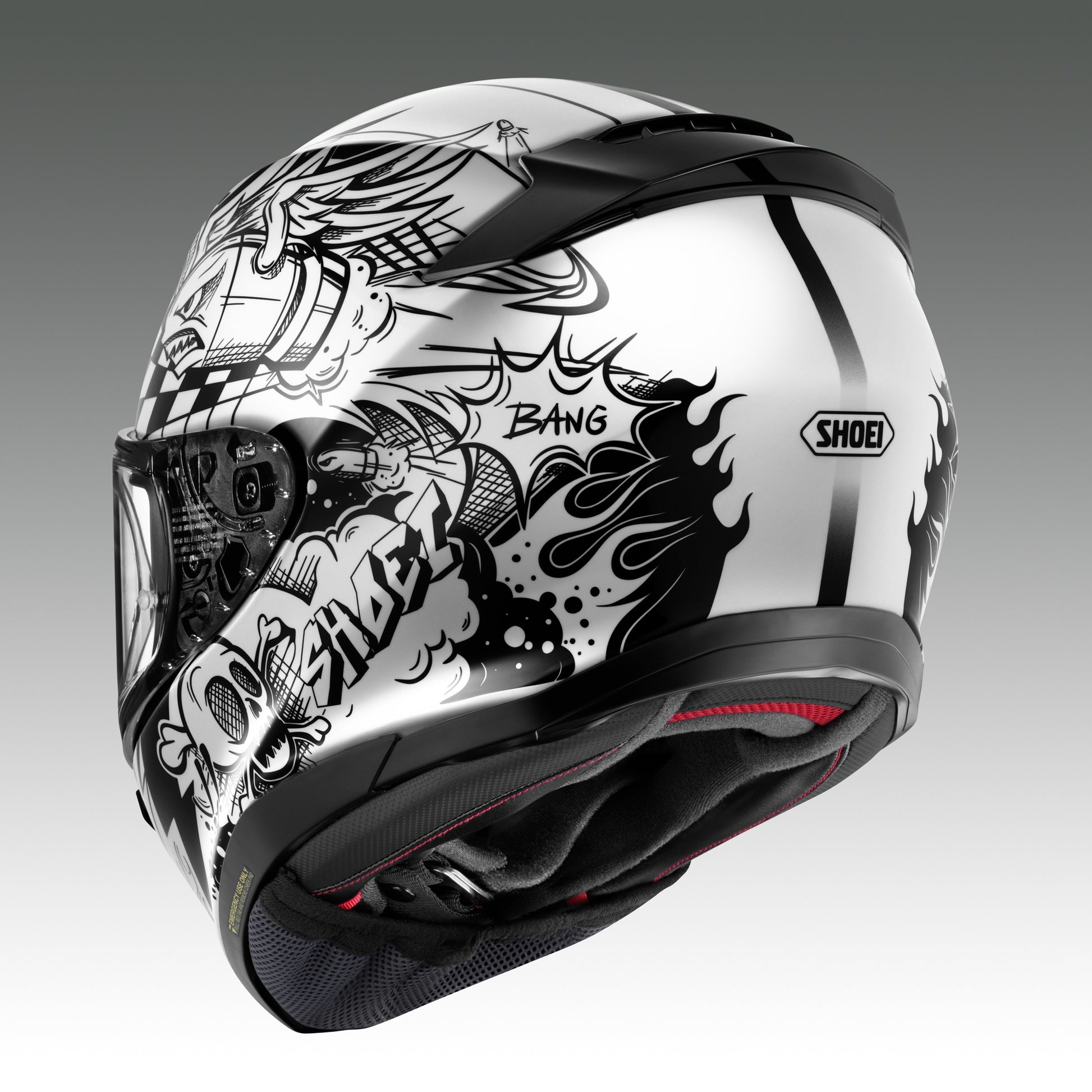 SHOEI Z-9 KABOOM TC-5 後方視角 火焰與 BANG 圖案