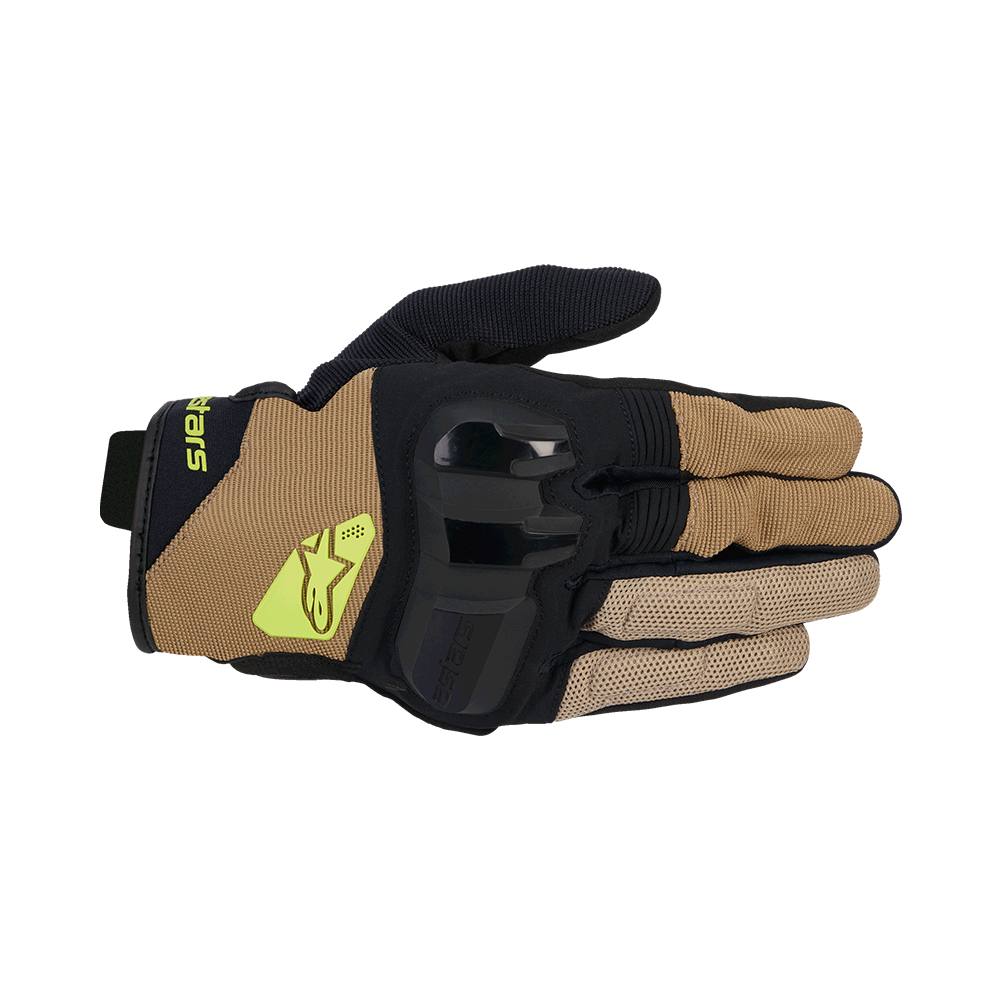 Alpinestars CHROME V2 GLOVES 機車手套商品照片，提供深卡其黑、深藍海洋藍、黑杏仁1492、黑瀝青等配色，呈現手套版型、防護部件與縫製細節，方便顧客選購前比對外觀與剪裁樣式。