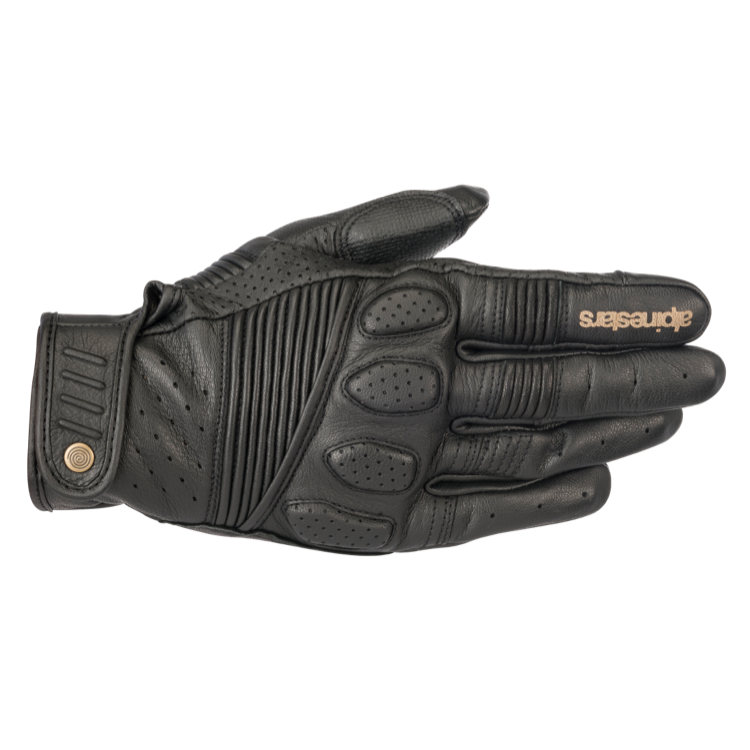 Alpinestars CRAZY EIGHT GLOVES 機車手套商品照片，配色為黑黑雙色設計，呈現手套版型、防護部件與縫製細節，方便顧客選購前比對外觀與剪裁樣式。