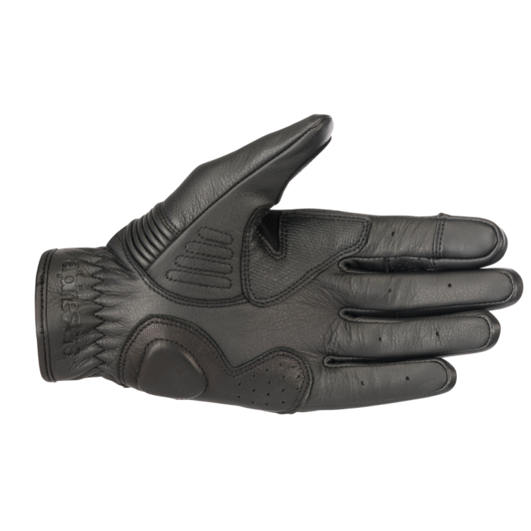 Alpinestars CRAZY EIGHT GLOVES 機車手套商品照片，配色為黑黑雙色設計，呈現手套版型、防護部件與縫製細節，方便顧客選購前比對外觀與剪裁樣式。