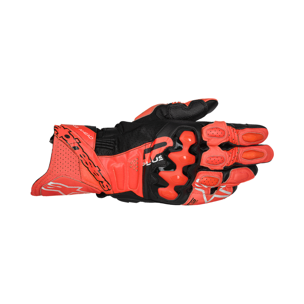 Alpinestars GP PLUS R V3 LEATHER GLOVES 機車手套商品照片，提供黑白、黑白紅、黑白亮紅、亮紅 螢光紅 黑、螢光黃等配色，呈現手套版型、防護部件與縫製細節，方便顧客選購前比對外觀與剪裁樣式。