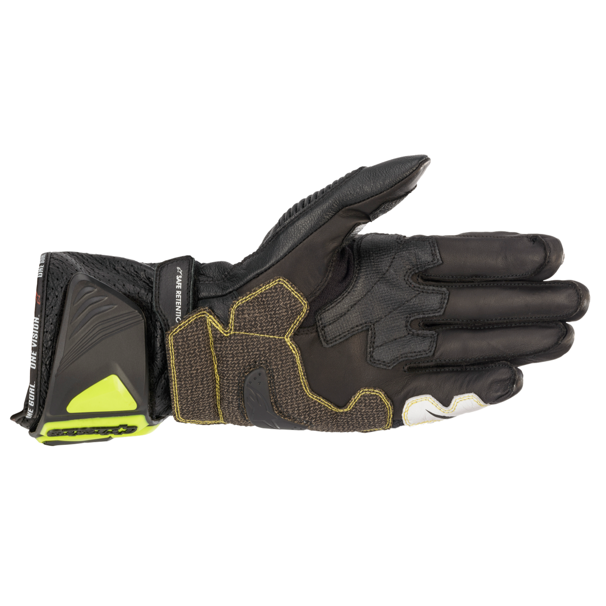 Alpinestars GP TECH V2 GLOVES 機車手套商品照片，提供黑白、黑白紅、黑黃白紅等配色，呈現手套版型、防護部件與縫製細節，方便顧客選購前比對外觀與剪裁樣式。