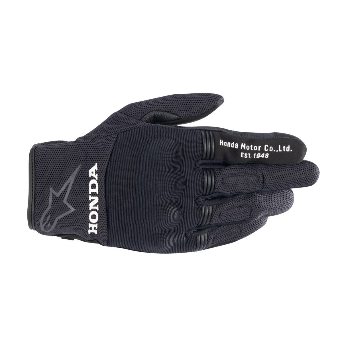 Alpinestars HONDA COPPER GLOVE 機車手套商品照片，提供黑、黑亮紅藍、黑橘等配色，呈現手套版型、防護部件與縫製細節，方便顧客選購前比對外觀與剪裁樣式。