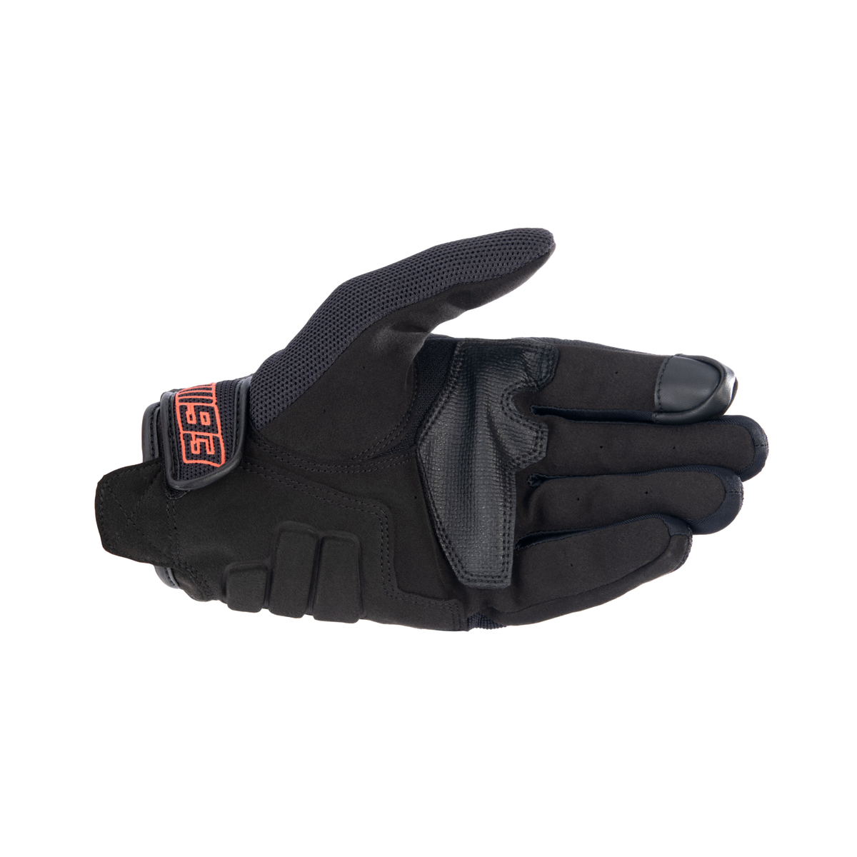 Alpinestars MM93 LOSAIL V2 GLOVES 機車手套商品照片，提供黑螢光紅、黑瀝青亮紅、黑亮紅深灰等配色，呈現手套版型、防護部件與縫製細節，方便顧客選購前比對外觀與剪裁樣式。