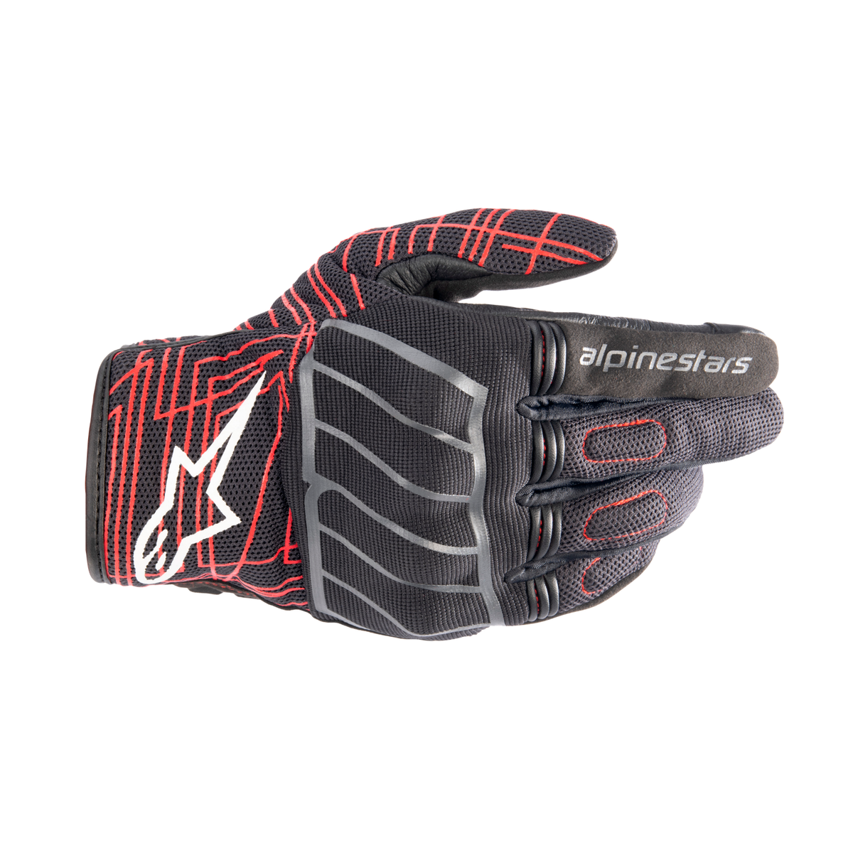 Alpinestars MM93 LOSAIL V2 GLOVES 機車手套商品照片，提供黑螢光紅、黑瀝青亮紅、黑亮紅深灰等配色，呈現手套版型、防護部件與縫製細節，方便顧客選購前比對外觀與剪裁樣式。
