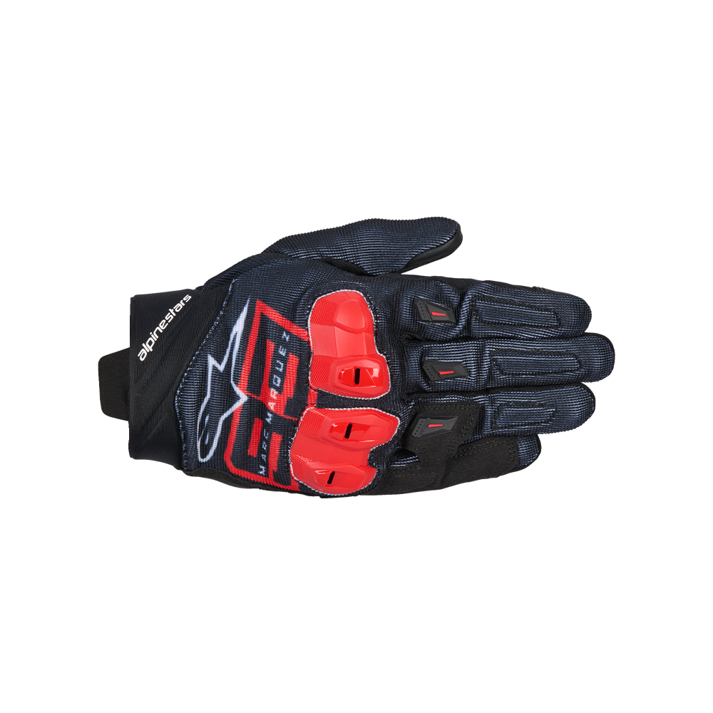 Alpinestars MM93 SPX 1 GLOVES 機車手套商品照片，提供紅色螢光亮紅黑等配色，呈現手套版型、防護部件與縫製細節，方便顧客選購前比對外觀與剪裁樣式。
