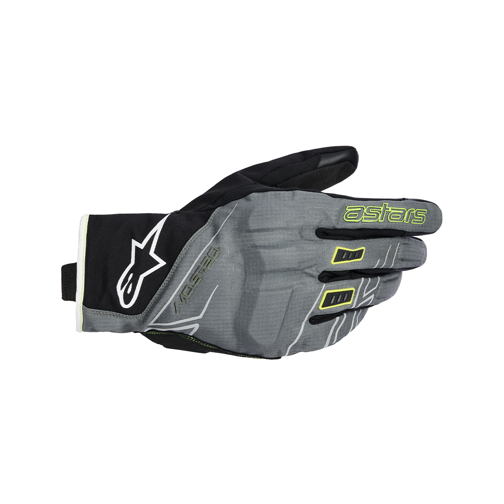 Alpinestars MOBLAST WP GLOVES 機車手套商品照片，提供黑色 灰白色、黑色 煙煤色 橘色、灰色 黑色 硫磺黃等配色，呈現手套版型、防護部件與縫製細節，方便顧客選購前比對外觀與剪裁樣式。