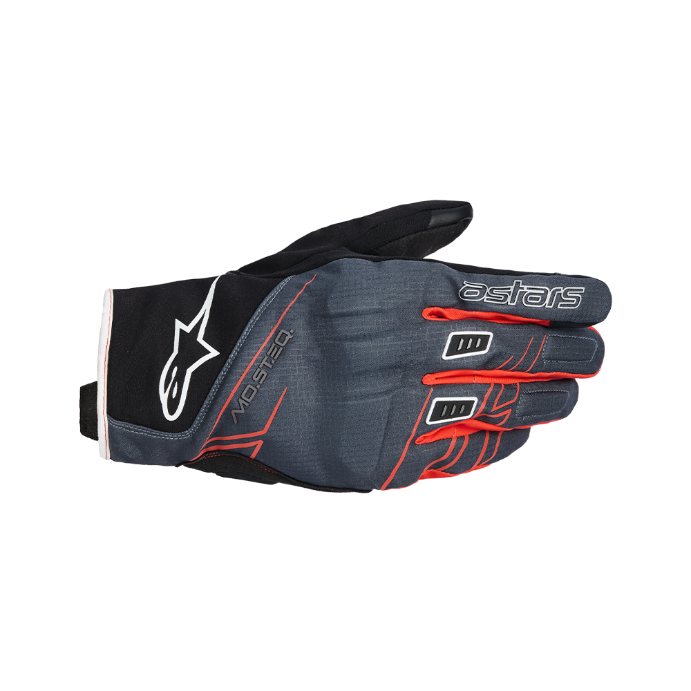 Alpinestars MOBLAST WP GLOVES 機車手套商品照片，提供黑色 灰白色、黑色 煙煤色 橘色、灰色 黑色 硫磺黃等配色，呈現手套版型、防護部件與縫製細節，方便顧客選購前比對外觀與剪裁樣式。