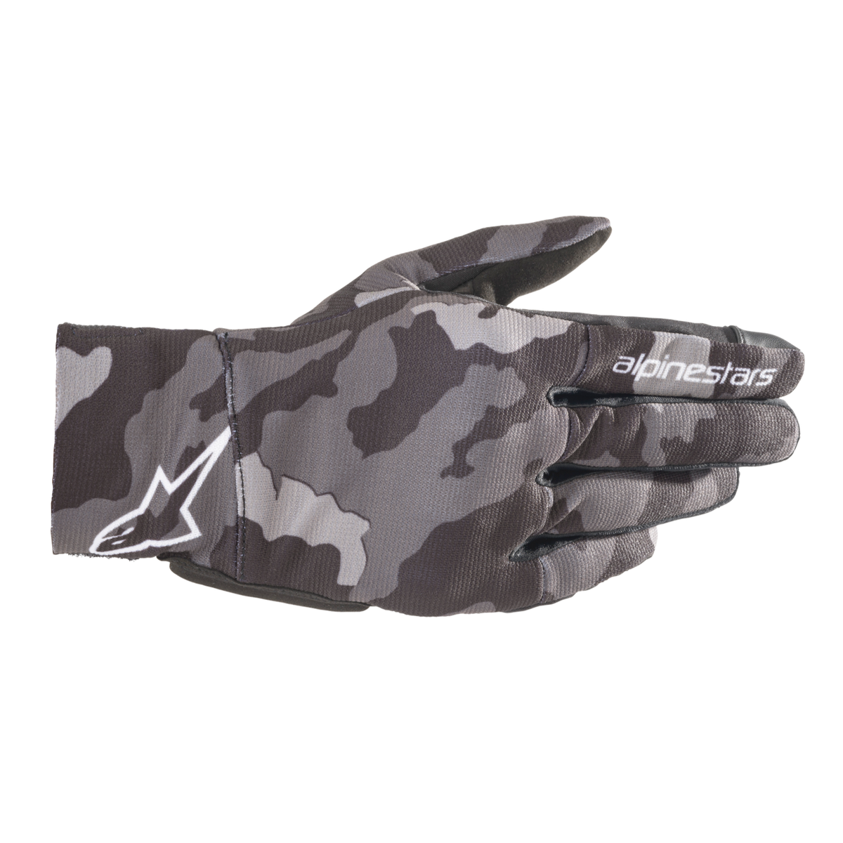 Alpinestars REEF GLOVES *ASIA 機車手套商品照片，提供黑、黑反光、黑白紅、黑灰迷彩等配色，呈現手套版型、防護部件與縫製細節，方便顧客選購前比對外觀與剪裁樣式。