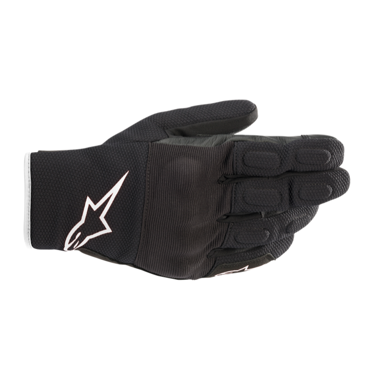 Alpinestars S MAX DRYSTAR GLOVES 機車手套商品照片，提供黑白、黑紅等配色，呈現手套版型、防護部件與縫製細節，方便顧客選購前比對外觀與剪裁樣式。