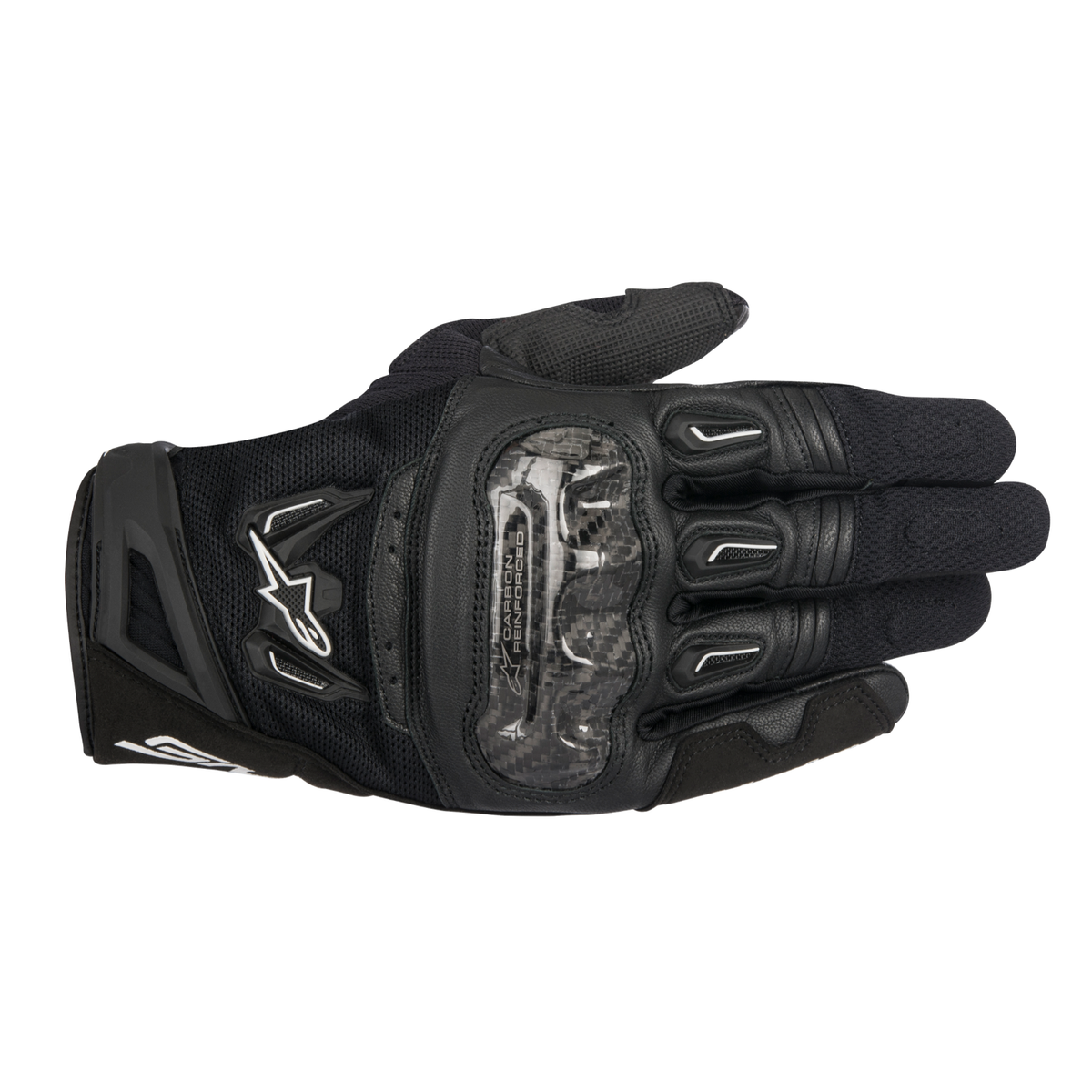 Alpinestars SMX-2 AIR CARBON V2 GLOVE 機車手套商品照片，提供黑、黑白、黑白黃、黑紅白等配色，呈現手套版型、防護部件與縫製細節，方便顧客選購前比對外觀與剪裁樣式。