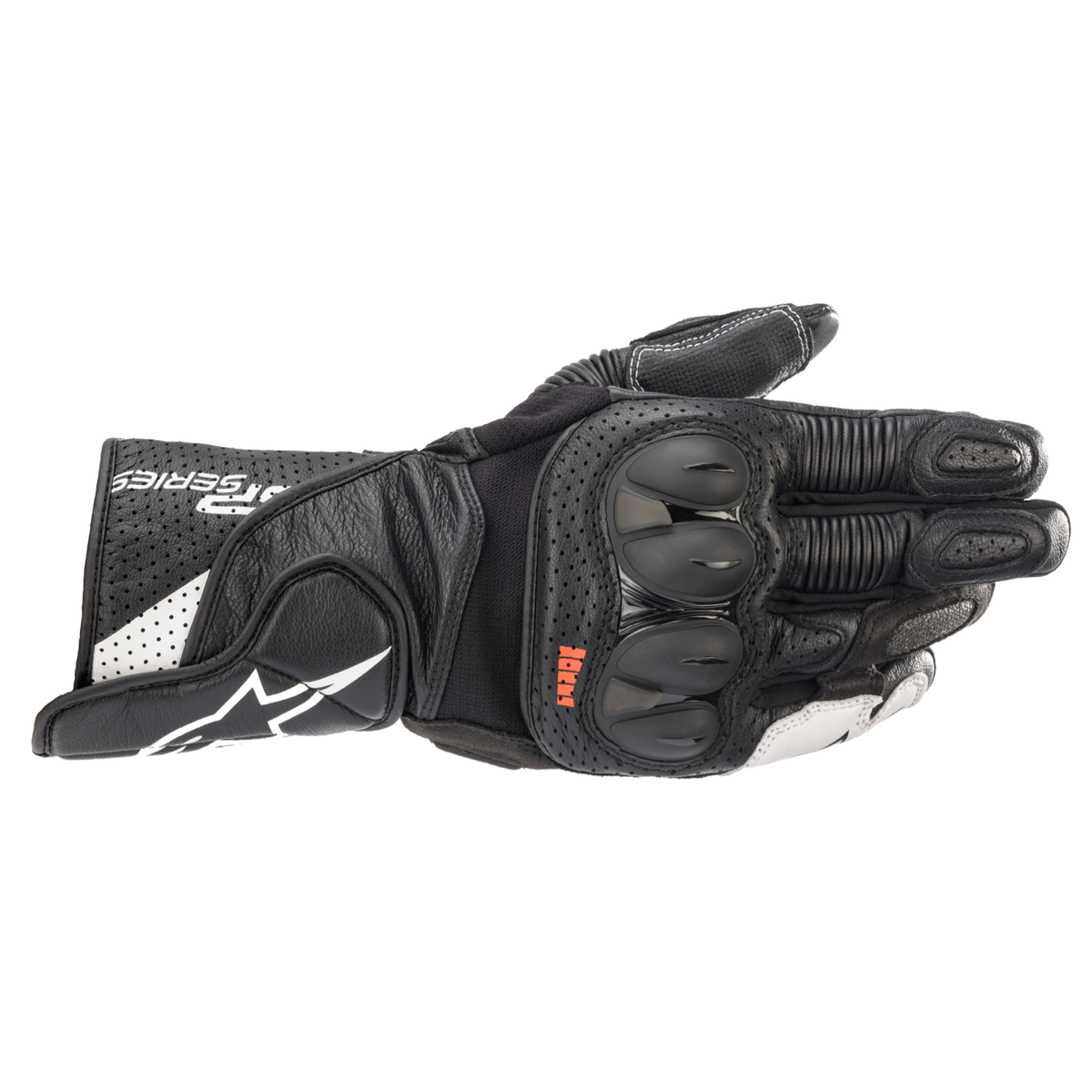 Alpinestars SP-2 V3 GLOVES 機車手套商品照片，提供黑灰、黑白、黑白亮紅、白螢光紅黑等配色，呈現手套版型、防護部件與縫製細節，方便顧客選購前比對外觀與剪裁樣式。