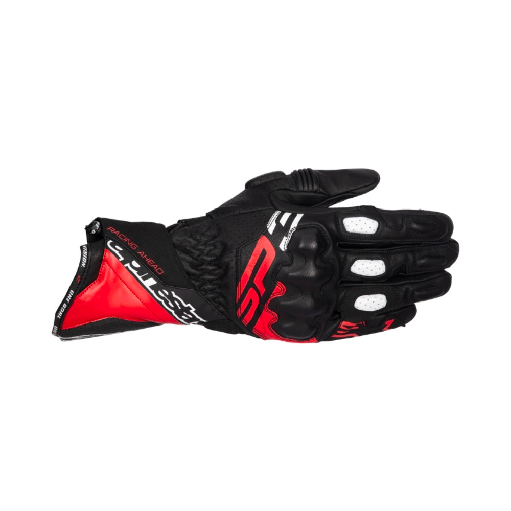 Alpinestars SP-3 GLOVES 機車手套商品照片，提供黑紅白、黑螢光黃白、黑白紅、黑等配色，呈現手套版型、防護部件與縫製細節，方便顧客選購前比對外觀與剪裁樣式。