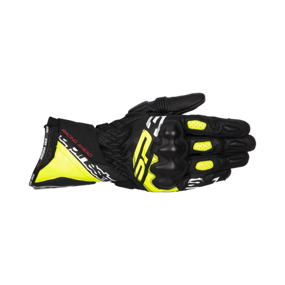 Alpinestars SP-3 GLOVES 機車手套商品照片，提供黑紅白、黑螢光黃白、黑白紅、黑等配色，呈現手套版型、防護部件與縫製細節，方便顧客選購前比對外觀與剪裁樣式。