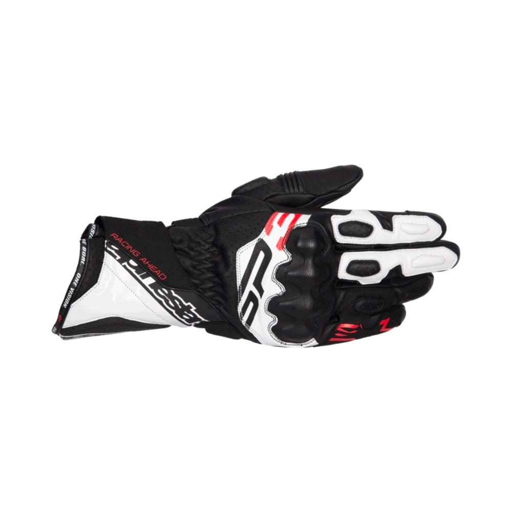Alpinestars SP-3 GLOVES 機車手套商品照片，提供黑紅白、黑螢光黃白、黑白紅、黑等配色，呈現手套版型、防護部件與縫製細節，方便顧客選購前比對外觀與剪裁樣式。