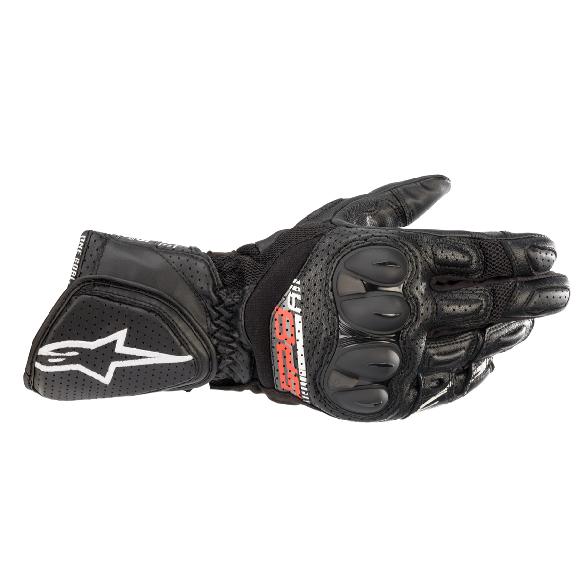 Alpinestars SP-8 V3 AIR GLOVES 機車手套商品照片，提供黑、黑白亮紅等配色，呈現手套版型、防護部件與縫製細節，方便顧客選購前比對外觀與剪裁樣式。
