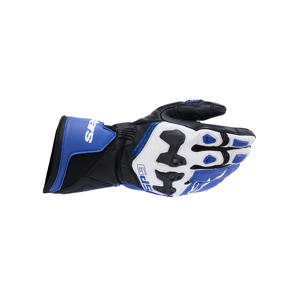 Alpinestars SP-9 GLOVES 機車手套商品照片，提供黑螢光紅、黑白12、黑白亮紅、亮藍 海軍藍 白等配色，呈現手套版型、防護部件與縫製細節，方便顧客選購前比對外觀與剪裁樣式。