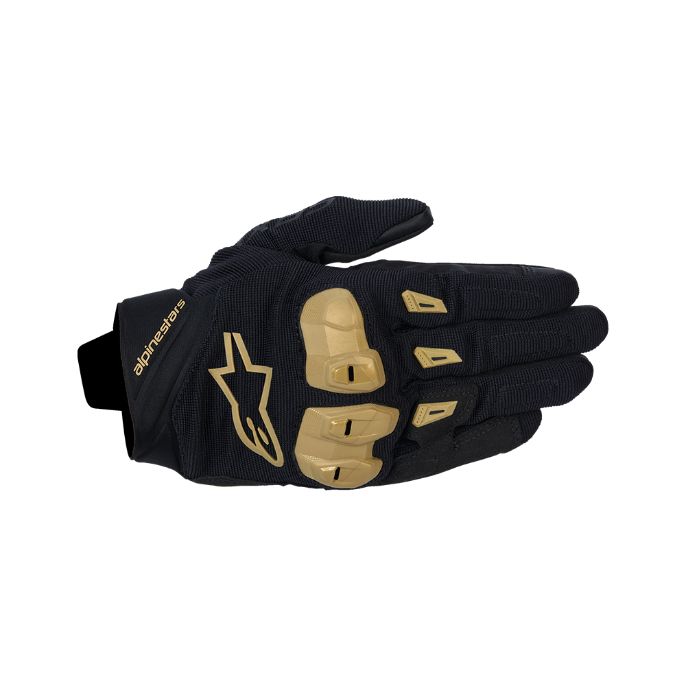 Alpinestars SP X 1 GLOVES*ASIA 機車手套商品照片，提供黑金、黑白、黑 螢光紅1030、米白 黑250等配色，呈現手套版型、防護部件與縫製細節，方便顧客選購前比對外觀與剪裁樣式。