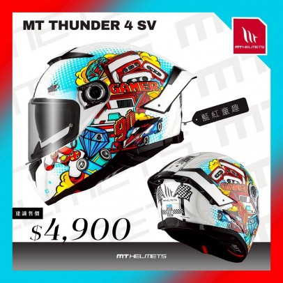 MT_THUNDER 4 SV 藍紅童趣 全罩安全帽