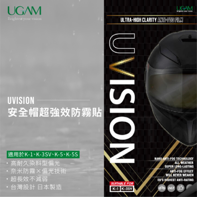 UGAM UVISION 安全帽超長效防霧貼片 (K1/K-3 SV 適用）