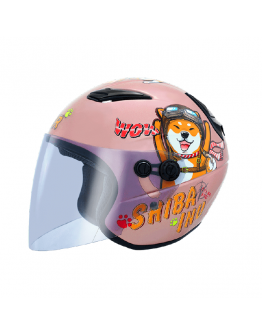 M2R M700 #5 柴犬 兒童安全帽 3/4罩 #銀粉紅