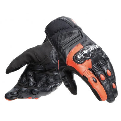 DAINESE CARBON 4 SHORT GLOVES 碳纖維護具 皮革短手套 #黑紅