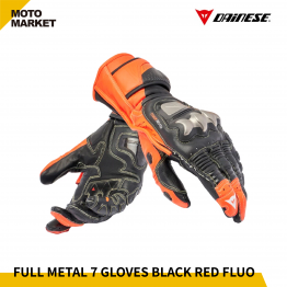 DAINESE 防摔手套 FULL METAL 7 GLOVES 摩托車手套 黑螢光紅色