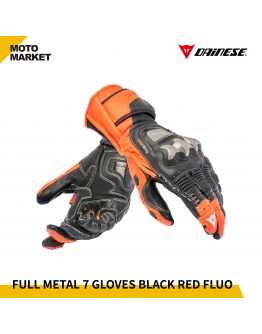 DAINESE 防摔手套 FULL METAL 7 GLOVES 摩托車手套 黑螢光紅色