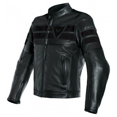 DAINESE 8-TRACK PERFORATED LEATHER JACKET #黑黑黑