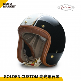 FETURE 四分之三罩 安全帽 半罩 GODEN 高登 CUSTOM 亮光曜石黑