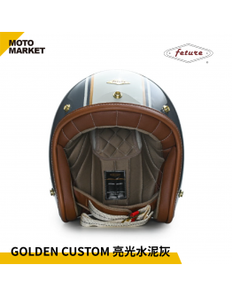 FETURE 四分之三罩 安全帽 半罩 GODEN 高登 CUSTOM 亮光水泥灰