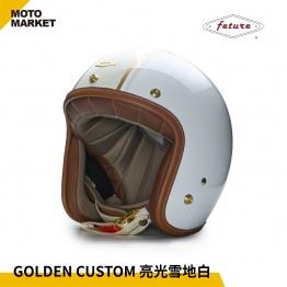 FETURE 四分之三罩 安全帽 半罩 GODEN 高登 CUSTOM 亮光雪地白