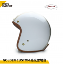 FETURE 四分之三罩 安全帽 半罩 GODEN 高登 CUSTOM 亮光雪地白