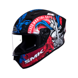 SMK STELLAR 彩繪 SAMURAI 若武者 MA253 消光藍紅 全罩式 安全帽 